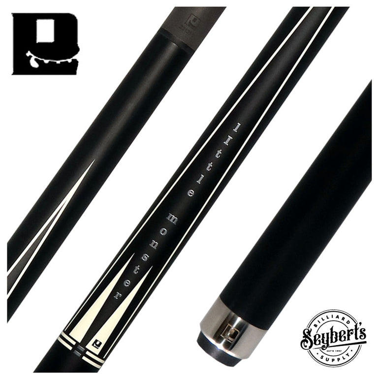 Little Monster Matte Black with White Points Graphic No Wrap Play Cue with Carbon Fiber Shaft