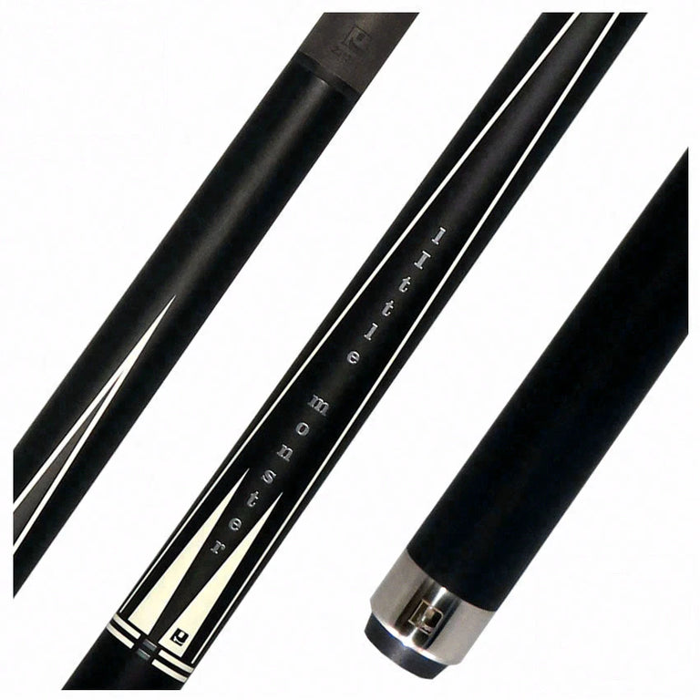 Little Monster Matte Black with White Points Graphic No Wrap Play Cue with Carbon Fiber Shaft