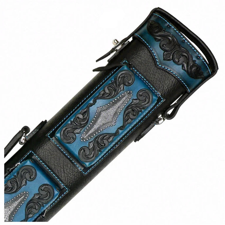 Volturi Custom Venice Style Black/Turquoise 4x8 Hard Pool Cue Case