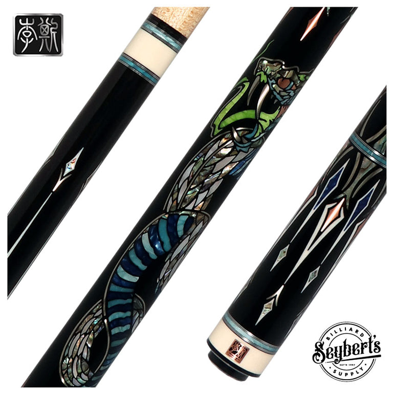 Cuelees Limited Editon Snake Pool Cue with 2 Wood Shafts - CLESNAKE