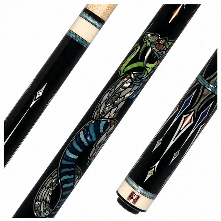 Cuelees Limited Editon Snake Pool Cue with 2 Wood Shafts - CLESNAKE