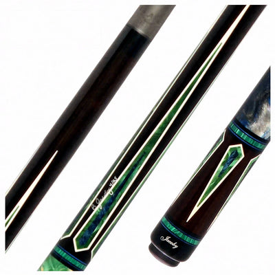 Jacoby Ebony with Blue Pearl Infused Burl Custom No Wrap Pool Cue with 12.70mm Jacoby Black V4 Carbon Shaft