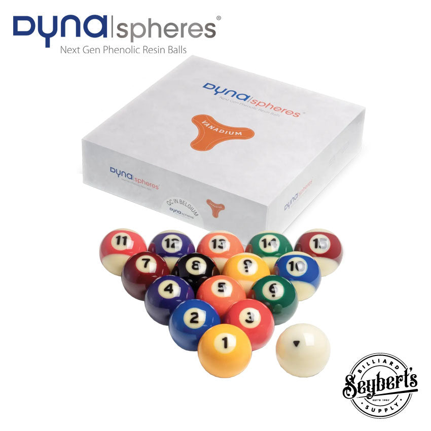 Dynaspheres Vanadium 572 Pool Ball Set - Seybert's Billiards Supply
