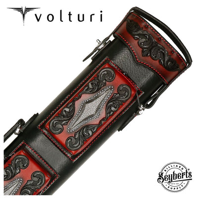 Volturi Custom Venice Black/Red 3x6 Hard Pool Cue Case - VCVS3x6BLKRED