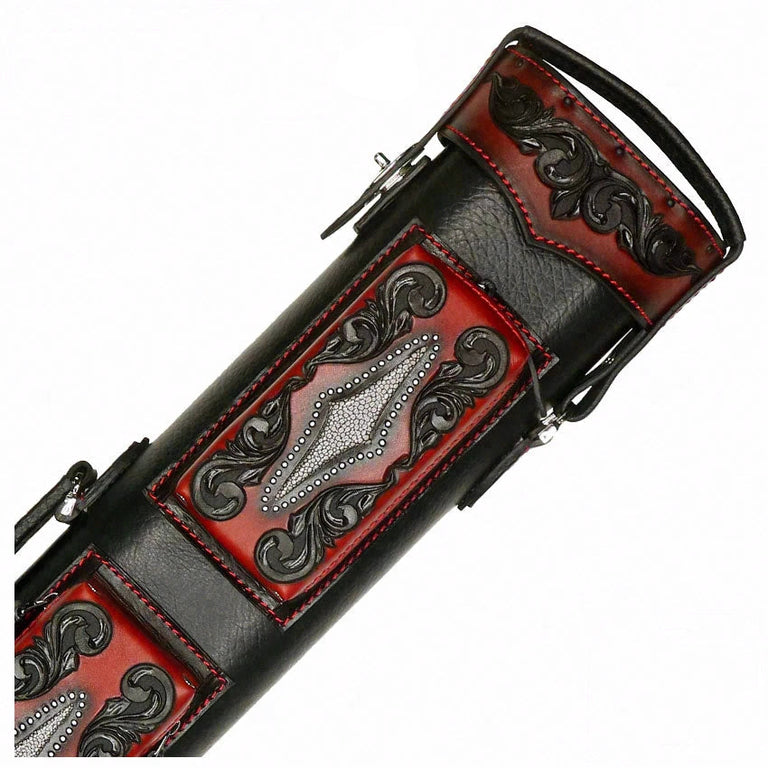 Volturi Custom Venice Black/Red 3x6 Hard Pool Cue Case - VCVS3x6BLKRED