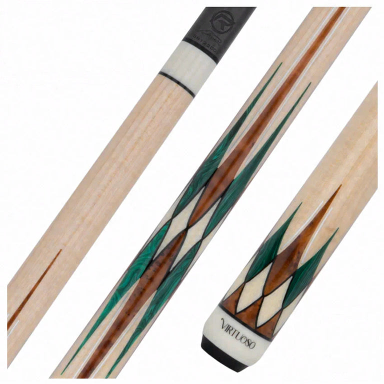 Predator Virtuoso Series Curly Maple with 8 Malachite and Thuya Points No Wrap Pool Cue - Uni-Loc