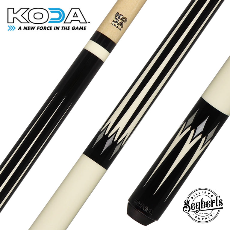 KODA Black with White Point Graphic Pool Cue - KD46