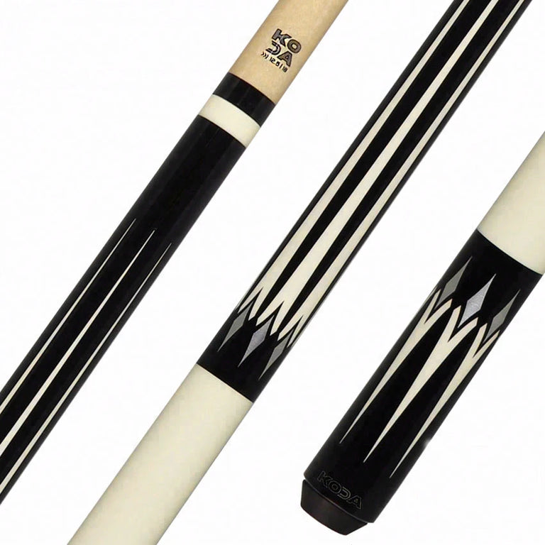 KODA Black with White Point Graphic Pool Cue - KD46