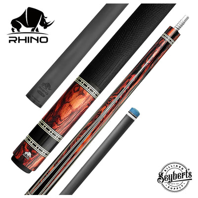 Rhino Retro Series Cocobolo Graphic Carbon Pool Cue with Embossed Lizard Wrap