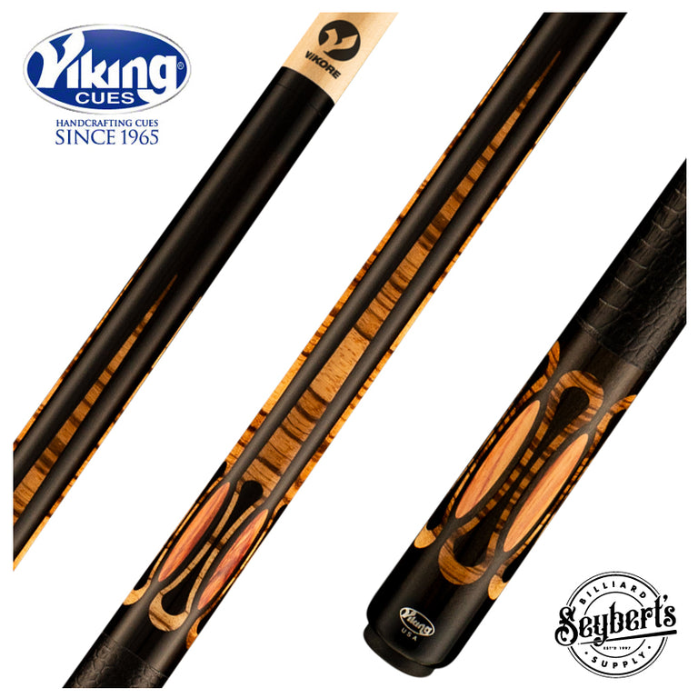 Viking Ovation Series Ebony with Zebrawood and Tulipwood Inlays Play Cue