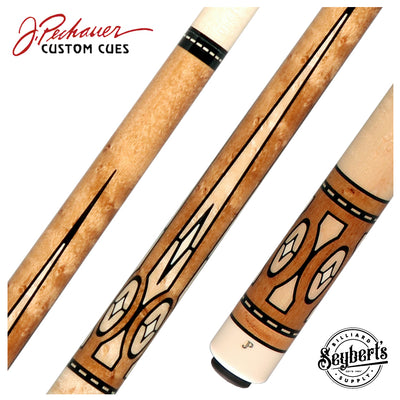 Pechauer JP T Series Natural-Stained Maple with Sim. Ebony Framed Maple and Sim. Ivory Inlays No Wrap Pool Cue