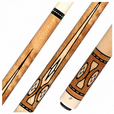 Pechauer JP Series JP23T Natural-Stained Maple with Sim. Ebony Framed Maple and Sim. Ivory Inlays No Wrap Pool Cue