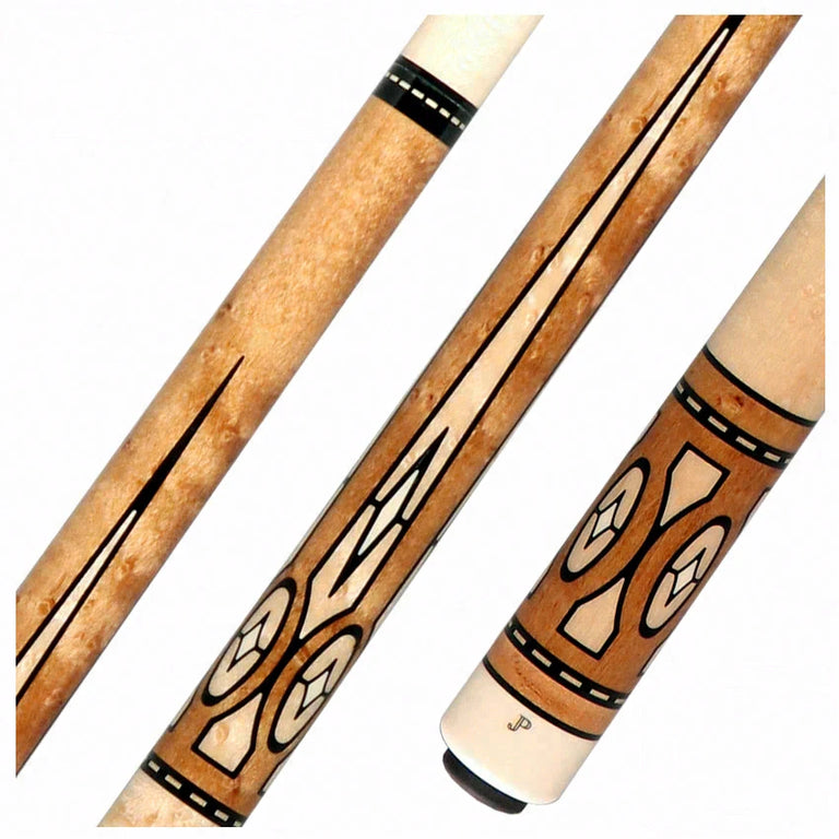Pechauer JP Series JP23T Natural-Stained Maple with Sim. Ebony Framed Maple and Sim. Ivory Inlays No Wrap Pool Cue