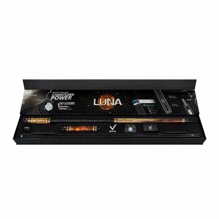 EVO Luna Golden Crest Leather Wrap Pool Cue Maxbing Edition