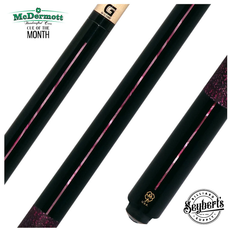 McDermott Black Urethane with Pink Pearl Inlays Cue of the Month with G-Core Shaft