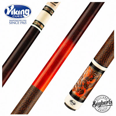 Viking SmartShops Series Cue of the Month - Electric Orange and Crimson Stained Maple with Afterburn Surge Pearl Sleeve