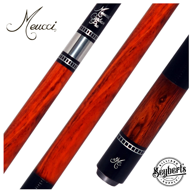 Meucci Exotic Wood Series Cocobolo Pool Cue with Lizard Leather Wrap and Carbon Shaft - EWSCBOC