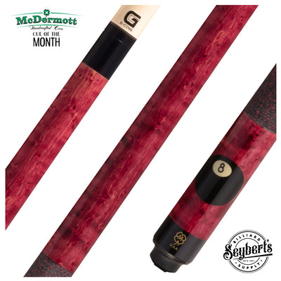 McDermott Burgundy/Walnut Stained Maple with 8 Ball Cue of the Month with G-Core Shaft