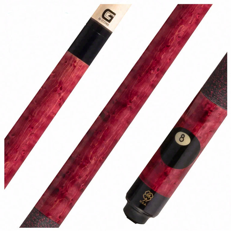 McDermott Burgundy/Walnut Stained Maple with 8 Ball Cue of the Month with G-Core Shaft