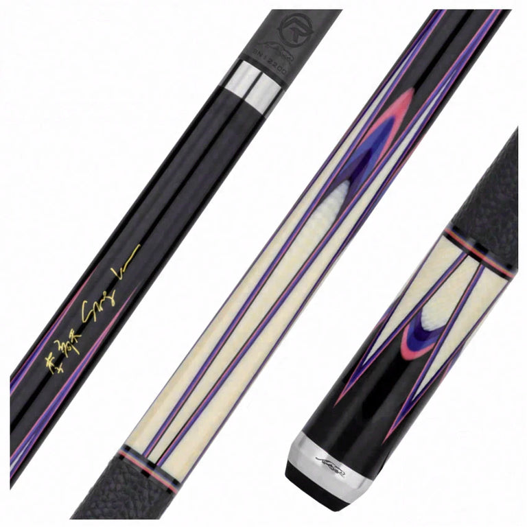 Predator Sang Lee 2-1 Black with Pink / Blue / Purple / Ivorine Butterfly Points Limited Edition Pool Cue - Radial