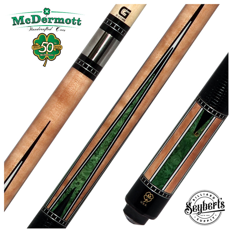 McDermott 50th Anniversary Series Birdseye Maple Cue with G-Core Shaft and Commemorative 1x1 Case