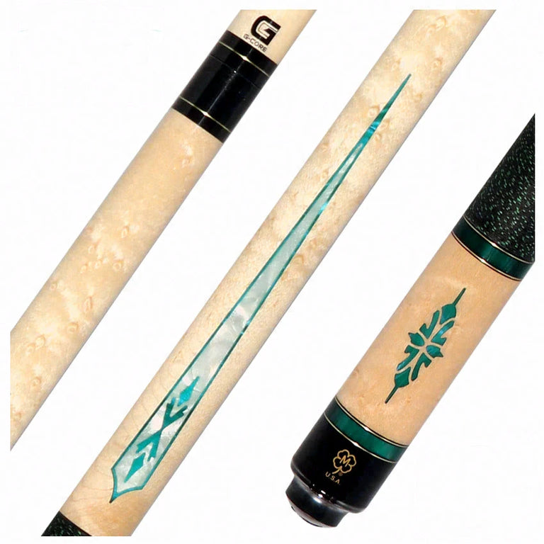 McDermott Birdseye Maple with Green and Pearl Points and Inlays Cue of the Month with G-Core Shaft