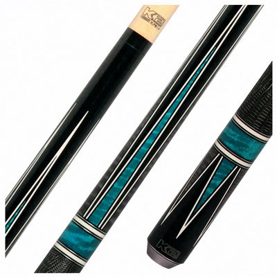 K2 Black/Grey/Teal 4 Point Graphic Pool Cue with 11.75mm LD Shaft - KL190TL