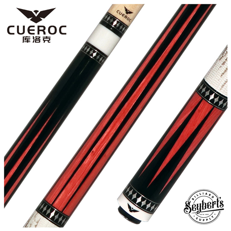 Cueroc Pterosaur 2  Ebony Dymondwood with Pink Dymondwood Points Pool Cue with Ring-Tailed Lizard Wrap