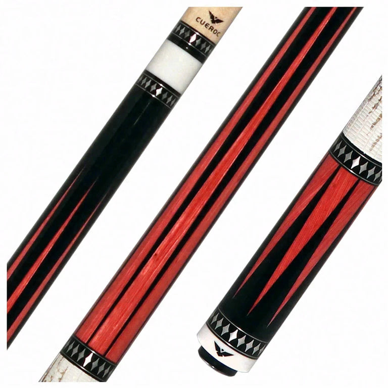 Cueroc Pterosaur 2  Ebony Dymondwood with Pink Dymondwood Points Pool Cue with Ring-Tailed Lizard Wrap