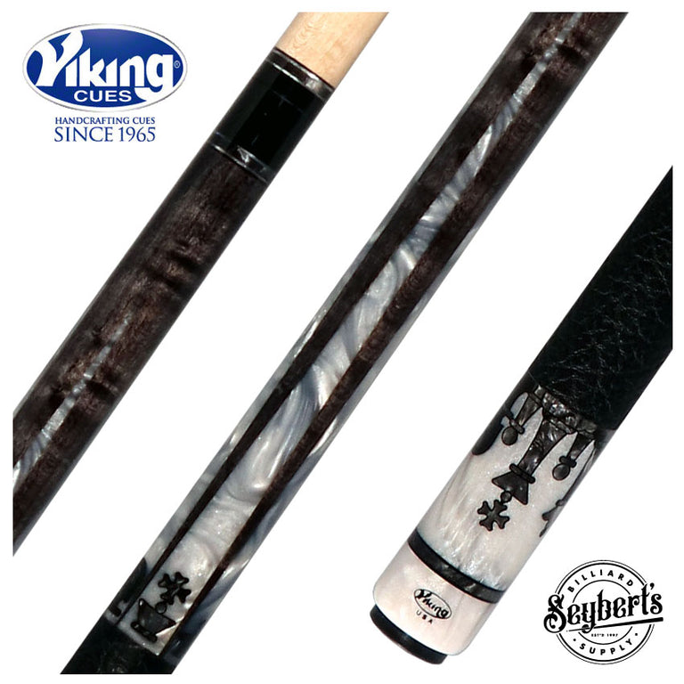 Viking Defender Series Smoke Gray with White Pearl Points and Smoke Pearl Chess Inlays Pool Cue - DF1211