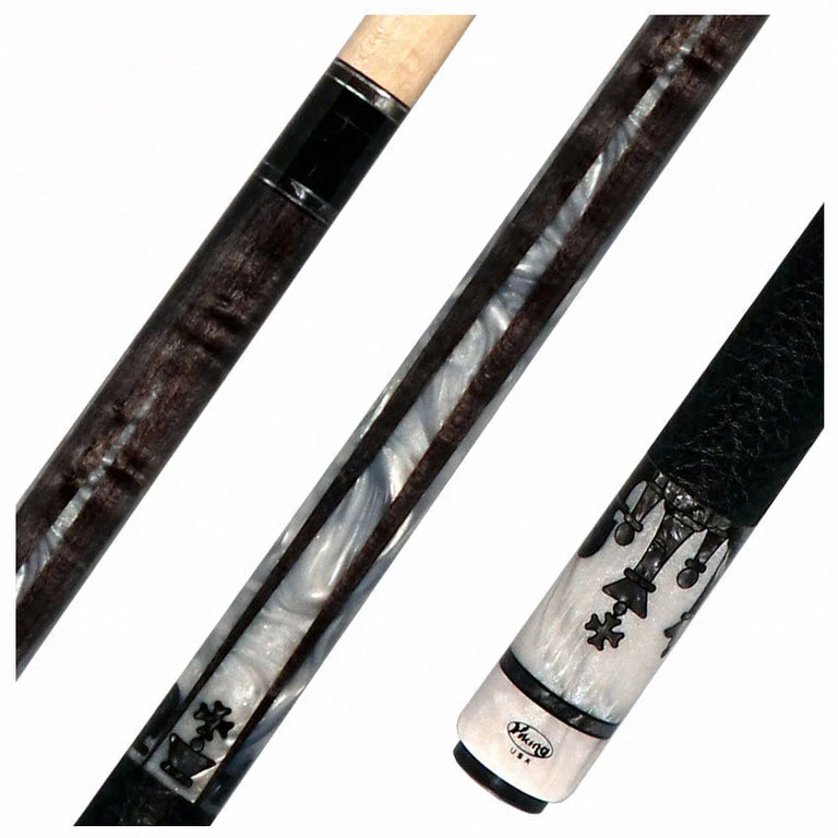 Viking Defender Series Smoke Gray with White Pearl Points and Smoke Pearl Chess Inlays Pool Cue - DF1211