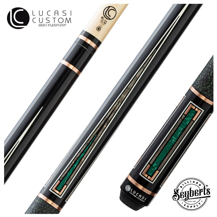 Lucasi Custom Art Deco Rose Gold & Malachite Pool Cue - Seybert's