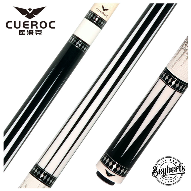 Cueroc Pterosaur 1 Ebony Dymondwood with White Juma Points Pool Cue with Ring-Tailed Lizard Wrap