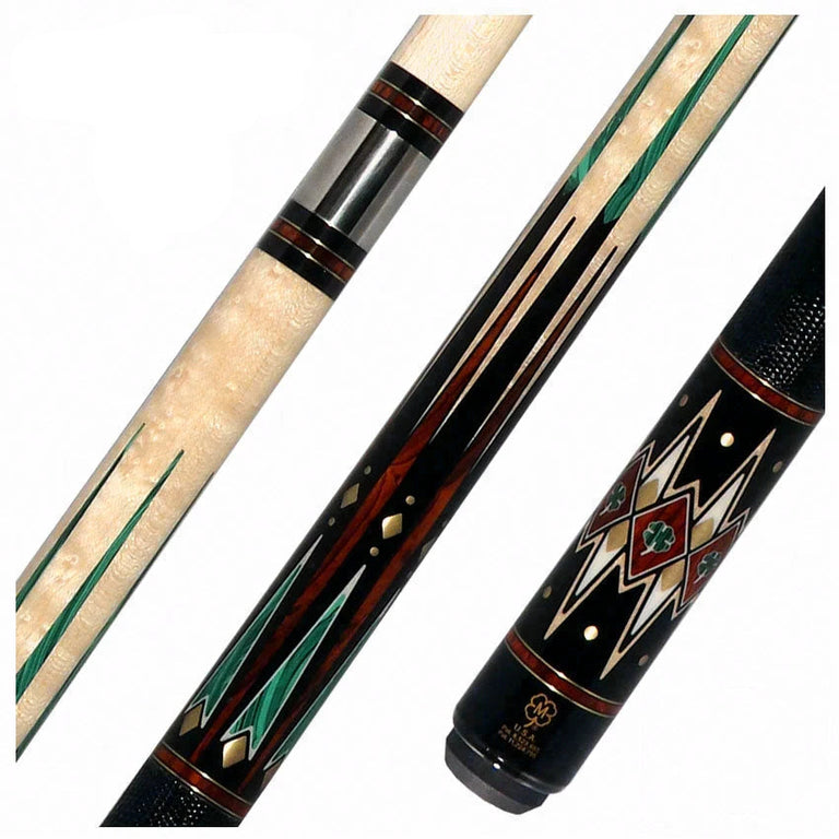 McDermott 50th Anniversary Series Birdseye Maple with Ebony, Cocobolo, and Malachite Points Cue with i2 Shaft and Commemorative 1x1 Case