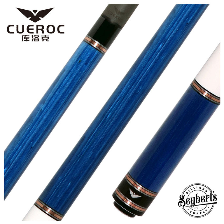 Cueroc Galaxy 4 Blue Stained Dymond Wood No Wrap Pool Cue with Carbon Fiber Shaft