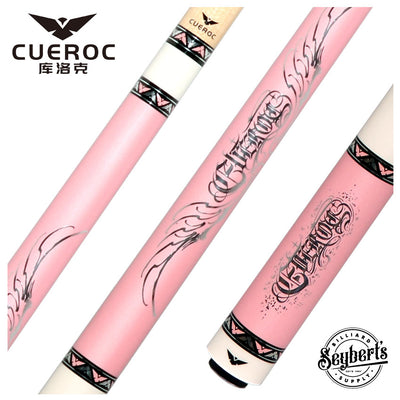 Cueroc Goth 1 Pink with Silver Graphic No Wrap Pool Cue