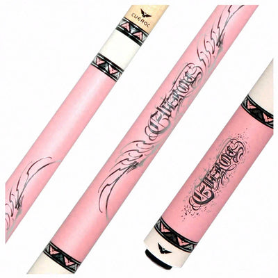 Cueroc Goth 1 Pink with Silver Graphic No Wrap Pool Cue