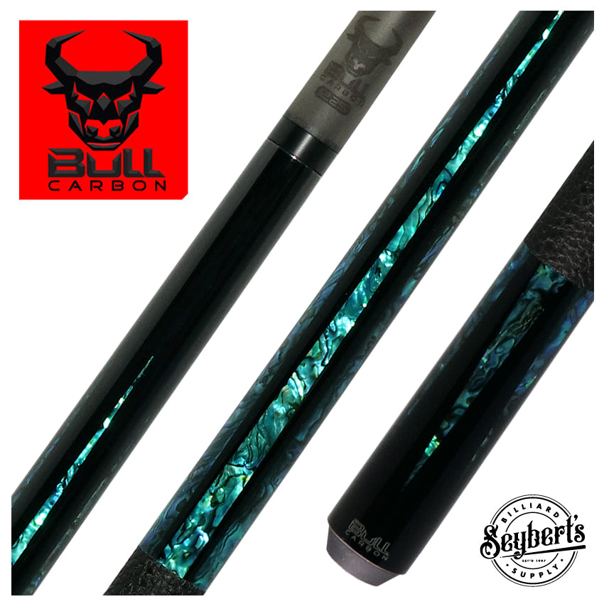 Bull Carbon Black with 6 Iridescent Blue Points Play Cue with