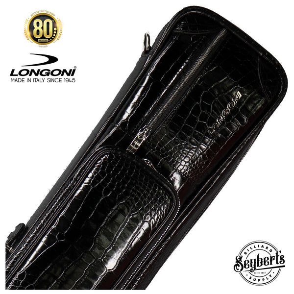Longoni Fodero Giotto Black Croc 4x8 Soft Pool Cue Case - LG6470