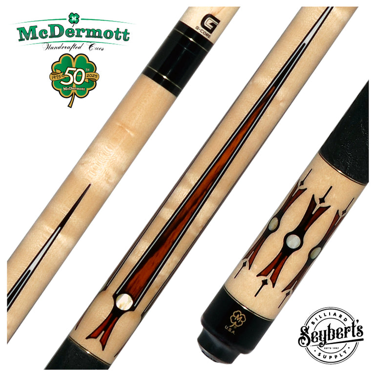 McDermott 50th Anniversary Series Birdseye Maple with Cocobolo Points Cue with G-Core Shaft and Commemorative 1x1 Case