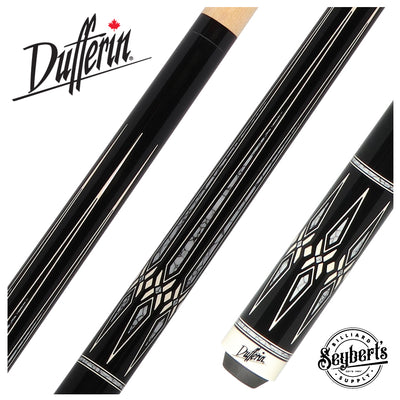 Dufferin Midnight Black with White Recon Wrapless Graphic Pool Cue - D492