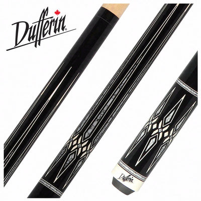 Dufferin Midnight Black with White Recon Wrapless Graphic Pool Cue - D492
