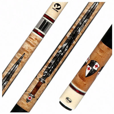 Viking Defender Series Maple with Smoke Sword Points and Shield Inlays Pool Cue - DF0804