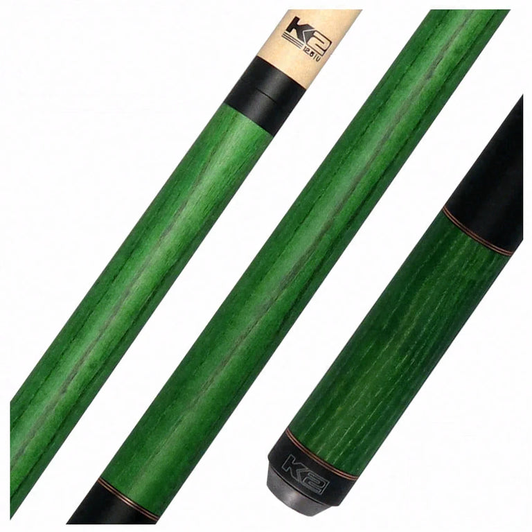 K2 Green-Stained Ash No Wrap Pool Cue with 12.50mm K2 LD Shaft