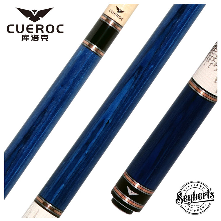 Cueroc Galaxy 4 Blue Stained Dymond Wood Cue with Ring-Tailed Lizard Wrap
