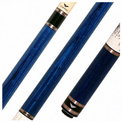 Cueroc Galaxy 4 Blue Stained Dymond Wood Cue with Ring-Tailed Lizard Wrap