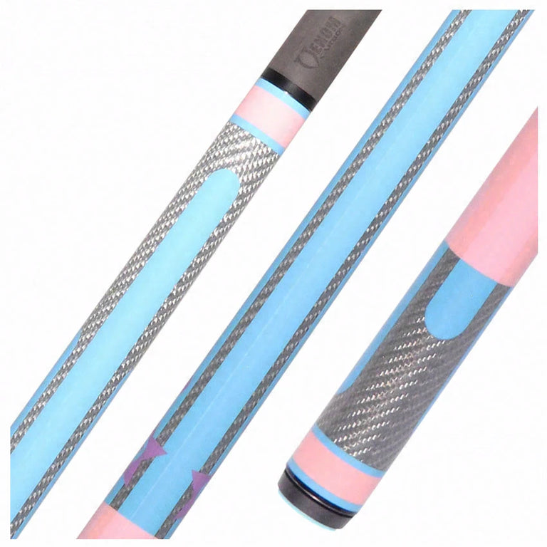 Poison Candy Sugar No Wrap Pool Cue - Pink and Light Blue with 12.4mm Venom Carbon Shaft