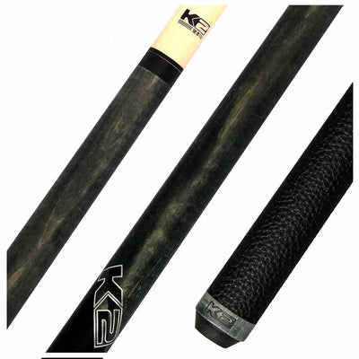 K2 Matte Gray-Stained Maple Play Cue with Leather Wrap and 12.50mm LD Shaft - KLCGY