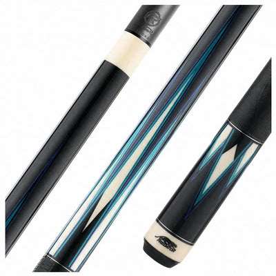 Predator Truesplice 16 Ebony Forearm with Blue and Teal Veneers Pool Cue with Lizard Wrap - Radial