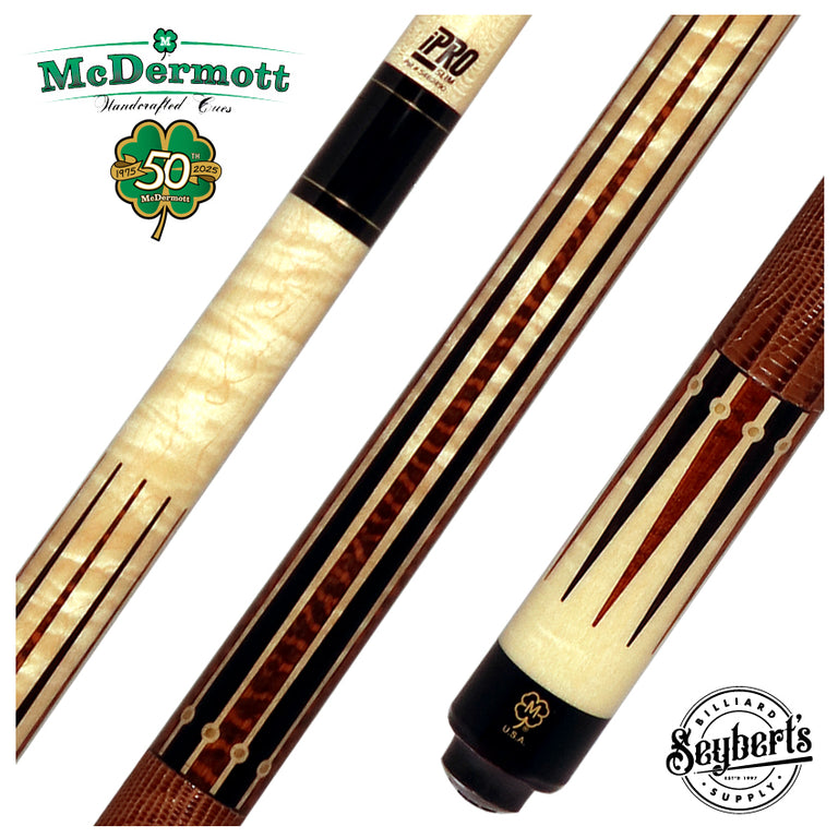 McDermott 50th Anniversary Series Birdseye Maple with Snakewood and Ebony Points Cue with G-Core Shaft and Commemorative 1x1 Case